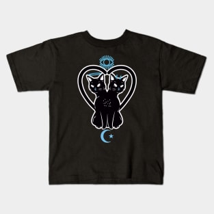 Black Cat Cosmic Balance Kids T-Shirt